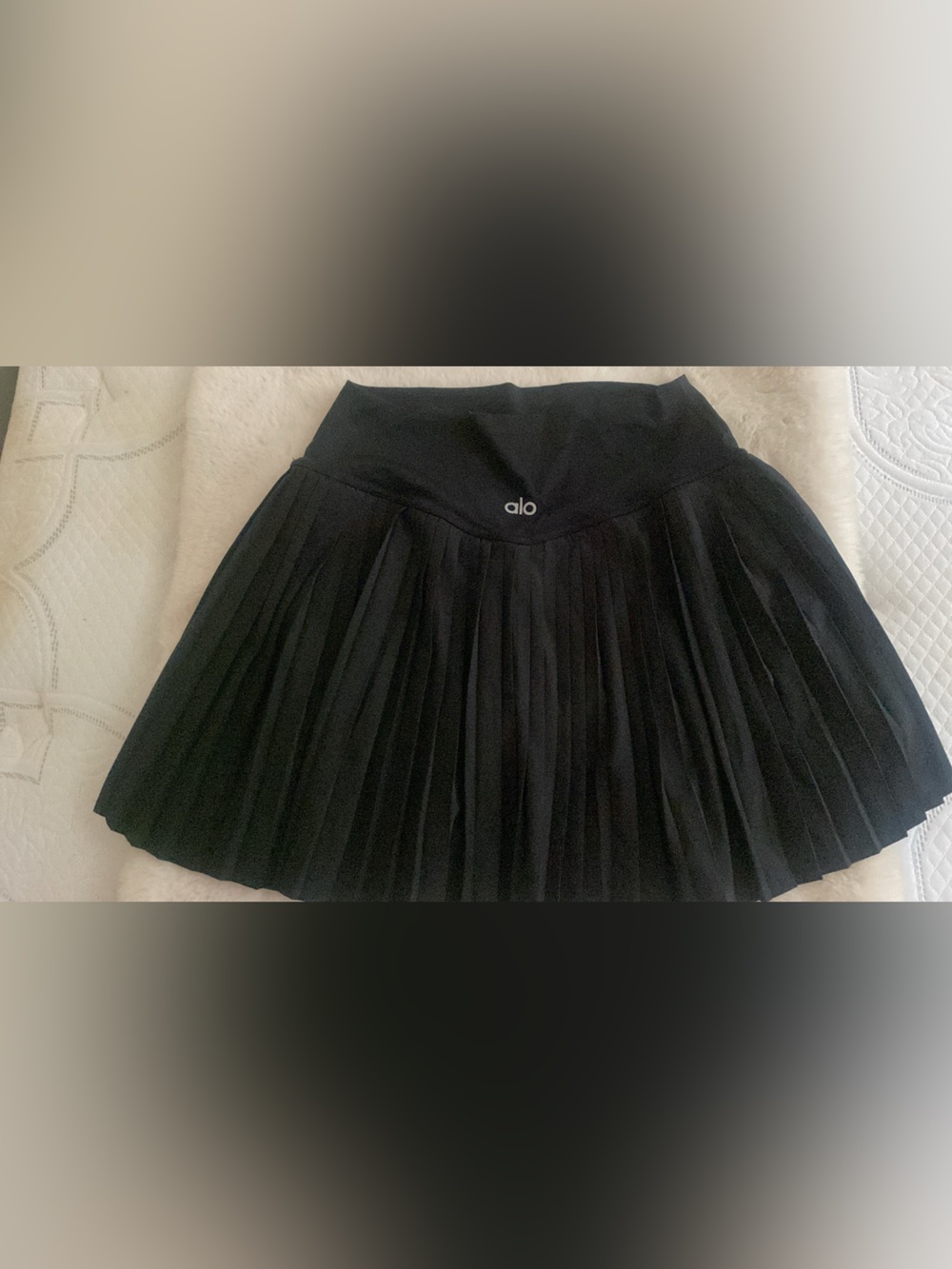 ALO Yoga Black Pleated Skater Skirt